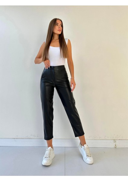 Pens Detay Deri Pantolon Siyah indirimleri