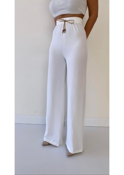 Ayrobin Keten Rahat Pantolon Ekru