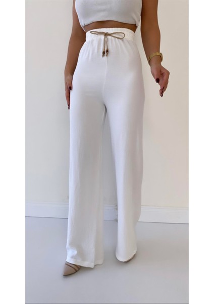 Ayrobin Keten Rahat Pantolon Ekru