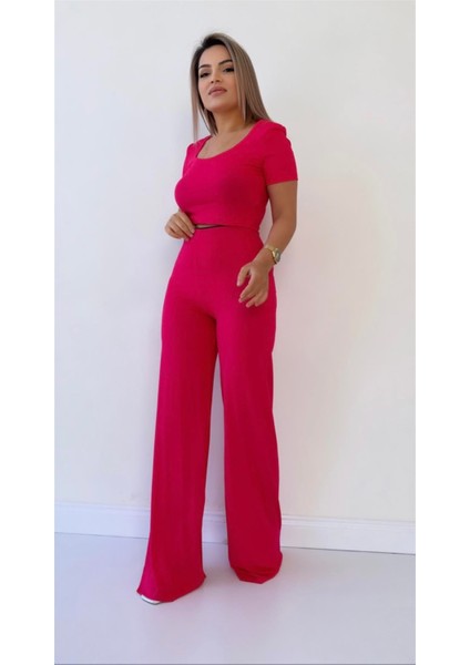 Kaşkorse Fit Gösteren Döküm Pantolon Fuşya