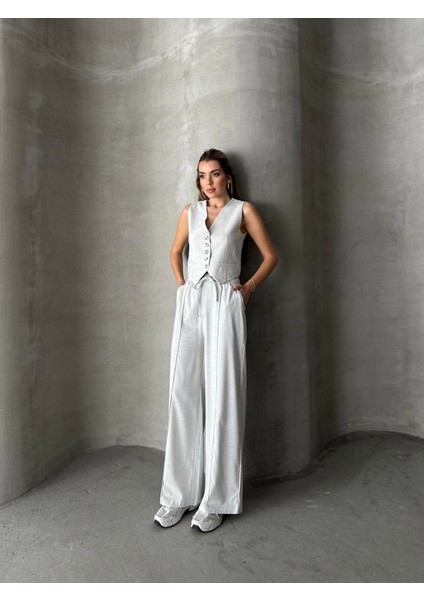 Beli Lastikli Polyviskon Pantolon Gri fırsatları