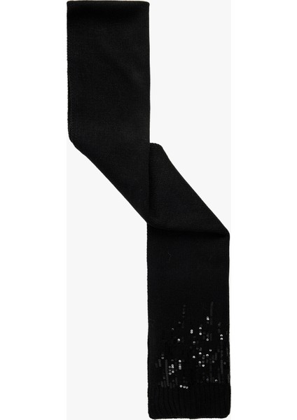 Pul Detaylı Uzun Triko Atkı