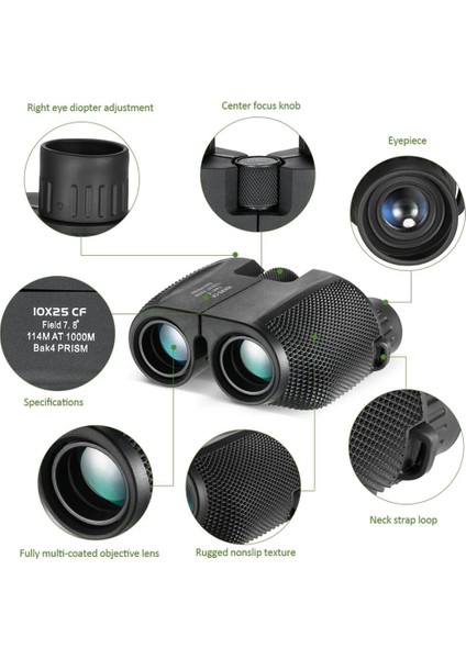 10X25 Kompakt Dürbün Yüksek Güçlü Açık Spor Teleskop Cep Kapsamı Konser Seyahat Çocuklar indirimleri