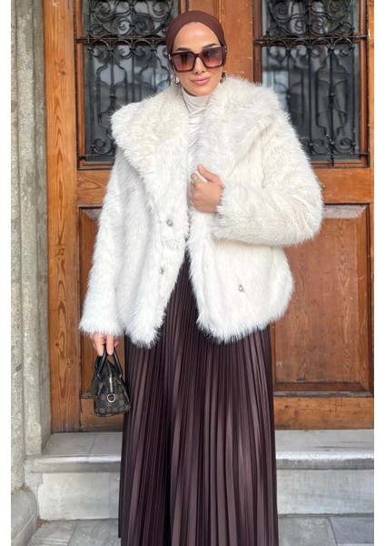 Iç Astarlı Çift Cepli Kürklü Tesettür Mont P-00019456 modelleri