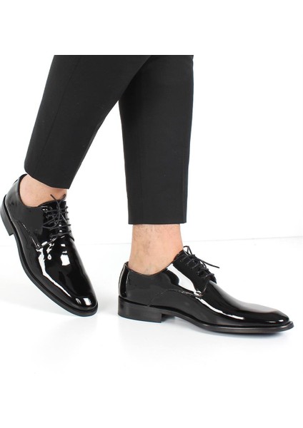 Erkek Siyah Bağcıklı Rugan Deri Klasik Ayakkabı modelleri