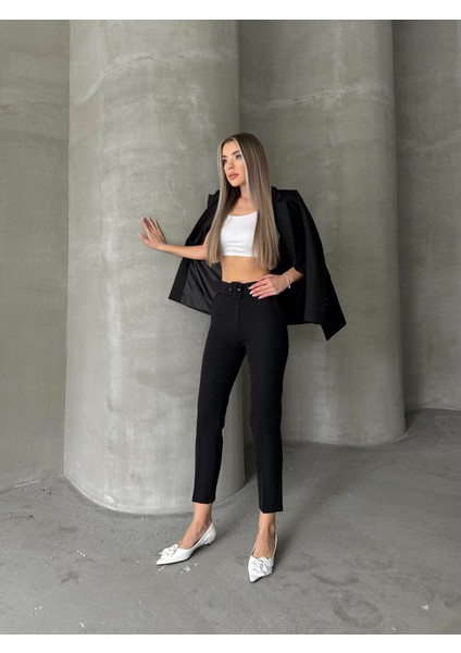 Kemerli Havuç Pantolon Siyah