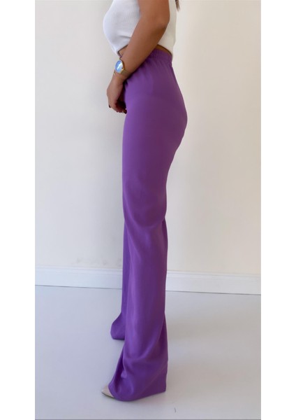 Ayrobin Keten Rahat Pantolon Lila fırsatları