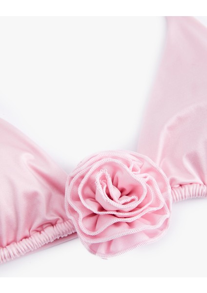 Gül Aplike Detaylı Üçgen Bikini Üstü modelleri