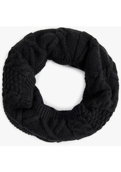 Saç Örgü Detaylı Yün Karışımlı Boyunluk