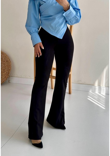 Ispanyol Paça Pantolon Siyah