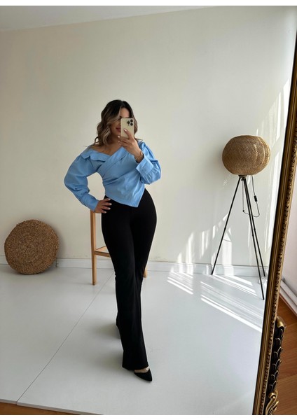 Ispanyol Paça Pantolon Siyah