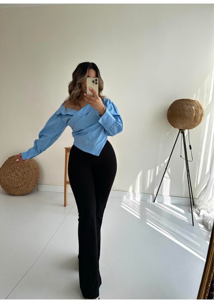 Ispanyol Paça Pantolon Siyah