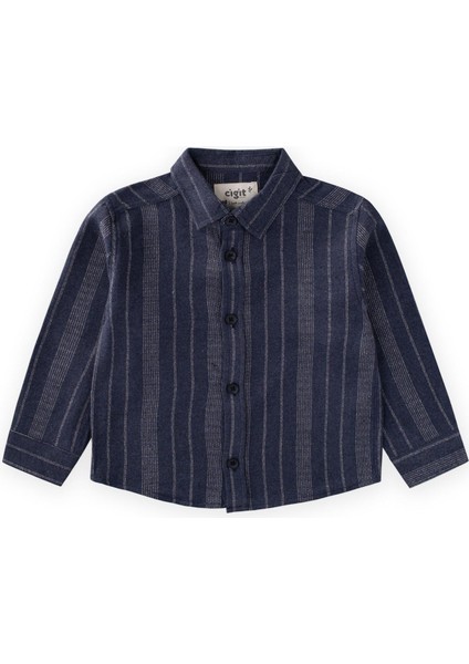 Çizgili Mevsimlik Oduncu Gömlek 2-10 Yaş Lacivert