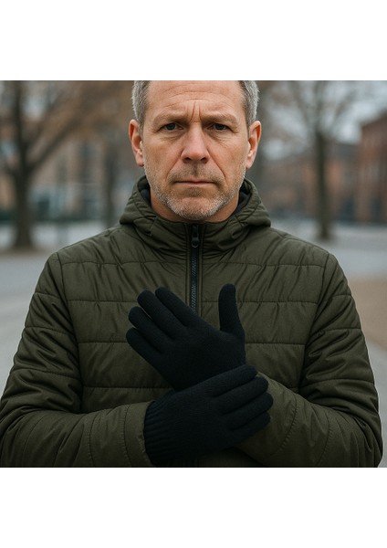 “unisex Siyah Örgü Kışlık Eldiven – Soğuk Geçirmez, Yumuşak ve Esnek Triko”