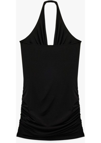 Degaje Yaka Kolsuz Drapeli Asimetrik Midi Elbise indirimleri