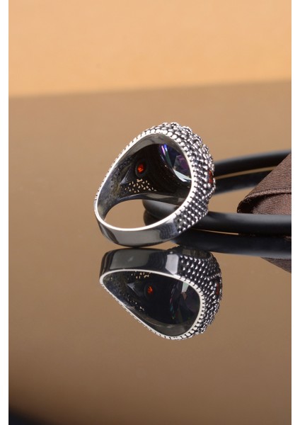 925 Ayar Gümüş Mistik Taşlı Oval Erkek Yüzük fiyatları