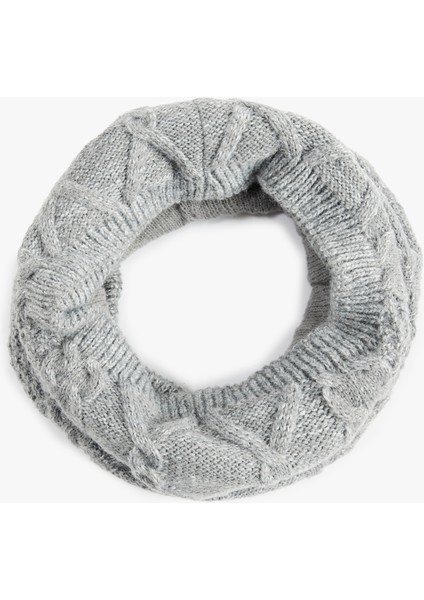 Saç Örgü Detaylı Yün Karışımlı Boyunluk