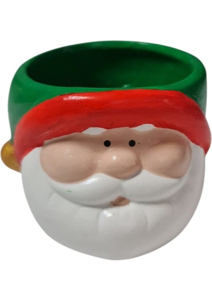 Kelebek Rüyası Sanat Atolyesi-Dekoratif Noel Saksı,mumluk- Yılbaşı Hediyelik,yeşil-Kırmızı-1 Adet