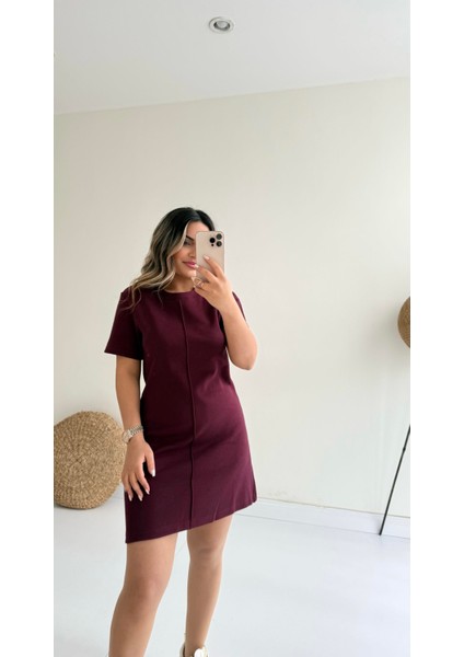 Kısa Kol Marka Pike Elbise Bordo