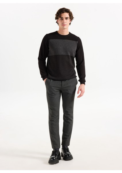 Bisiklet Yaka Standart Siyah - Gri Erkek Kazak ACE049261524_SYG fiyatları