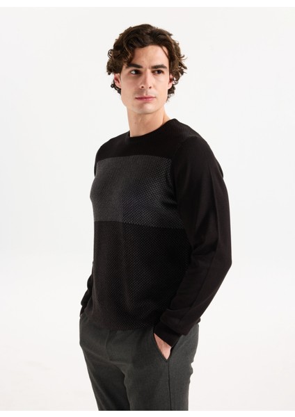 Bisiklet Yaka Standart Siyah - Gri Erkek Kazak ACE049261524_SYG modelleri