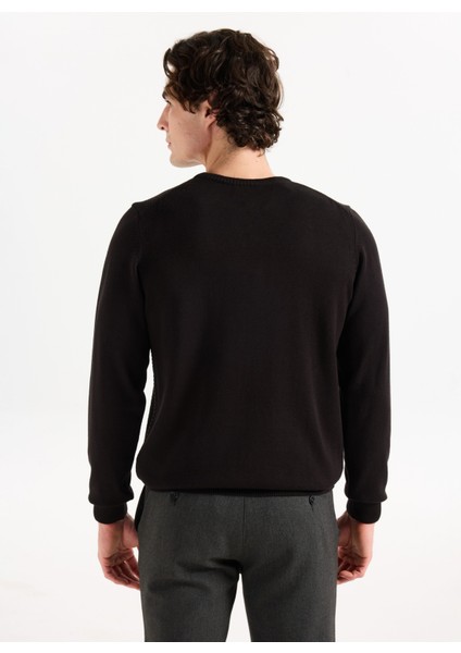 Bisiklet Yaka Standart Siyah - Gri Erkek Kazak ACE049261524_SYG indirimleri