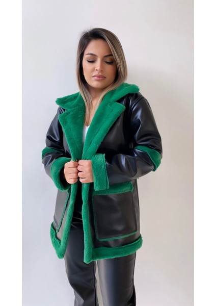 Içi Kürklü Deri Kaban Yeşil fırsatları