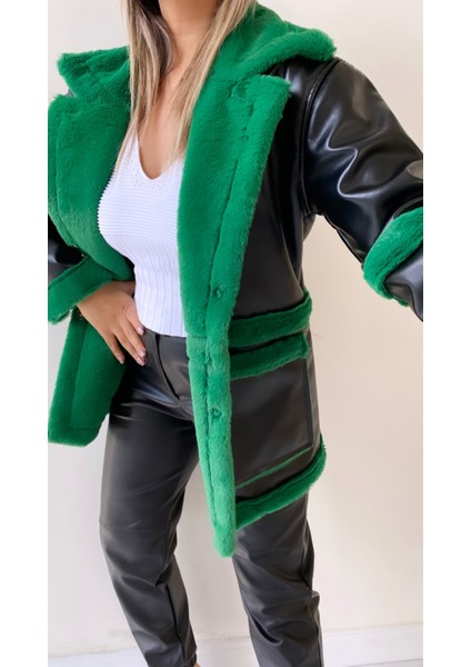 Içi Kürklü Deri Kaban Yeşil indirimleri