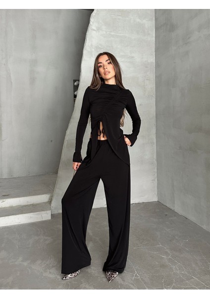 Büzgü Detay Modal Takım Siyah indirimleri