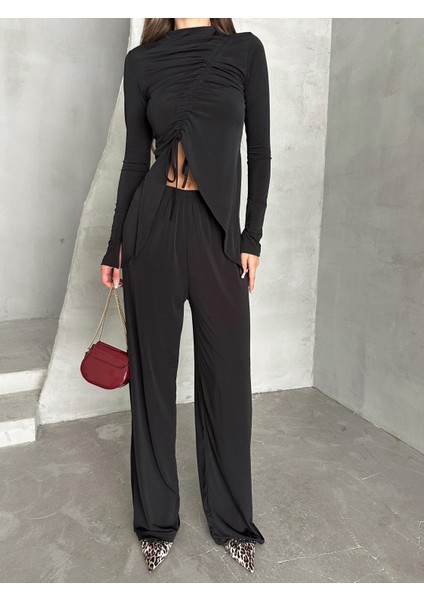 Büzgü Detay Modal Takım Siyah