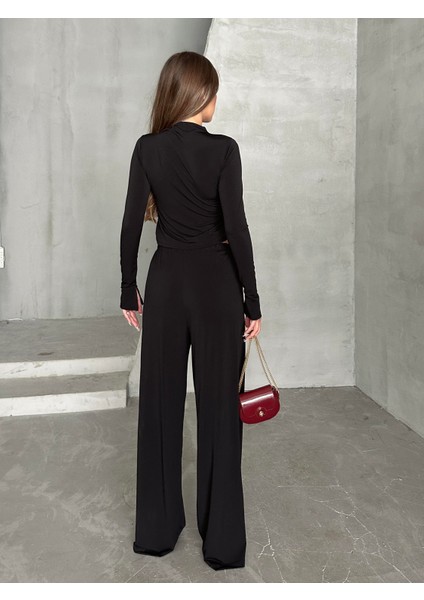 Büzgü Detay Modal Takım Siyah