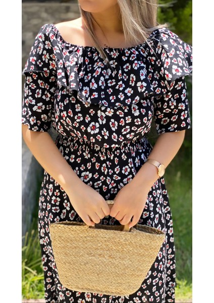 Madonna Yaka Gipeli Elbise Siyah fırsatları