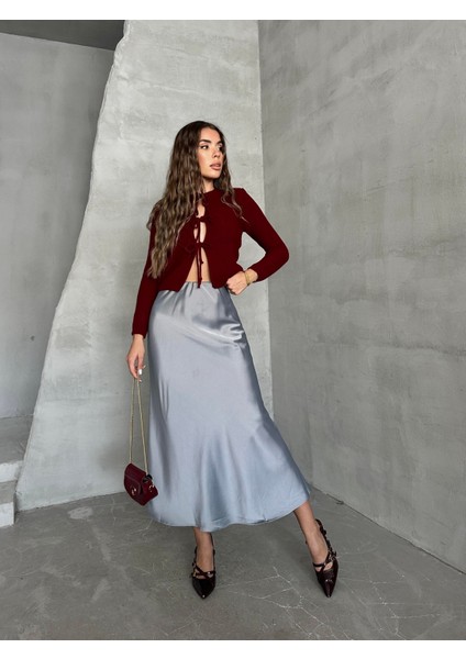 Maxi Boy Saten Etek Gri