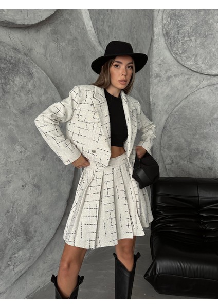 Tuvid Sim Iplikli Ceket Etek Takım Ekru indirimleri