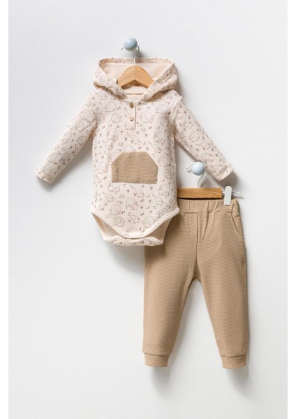 Sevimli Fil Kapüşonlu Bebek Takımı