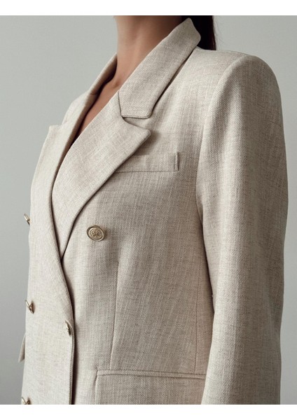 Pamuk Keten Kruvaze Oversize Ceket Taş fiyatları