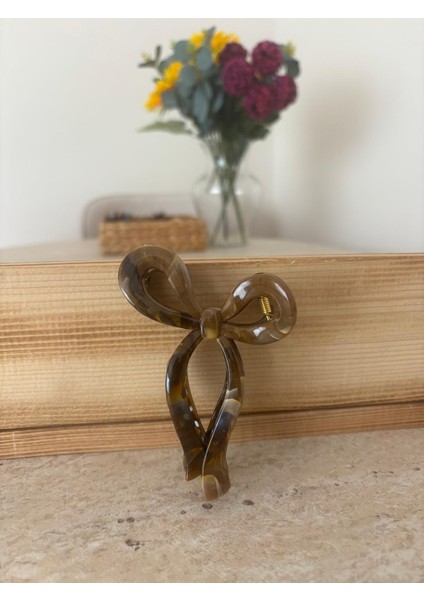 Mermer Desenli Kemik Fiyonk Saç Tokası modelleri