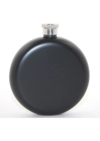 Paslanmaz Çelik Yuvarlak 5 Oz Tekli Matara Siyah Renk