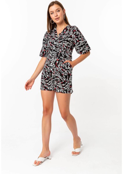 Tomurcuk Şortlu Tulum Siyah modelleri