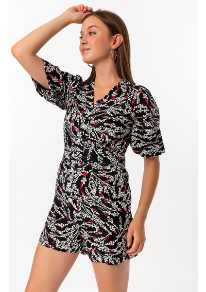 Tomurcuk Şortlu Tulum Siyah