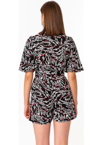 Tomurcuk Şortlu Tulum Siyah