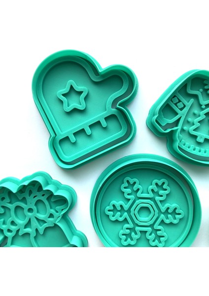 Yeni Yıl Temalı 8 Parça Kurabiye Kalıbı Seti | Eldiven, Kazak, Hediye, Ağaç, Çan | Şeker Hamuru ve Kil Şekillendirici fiyatları