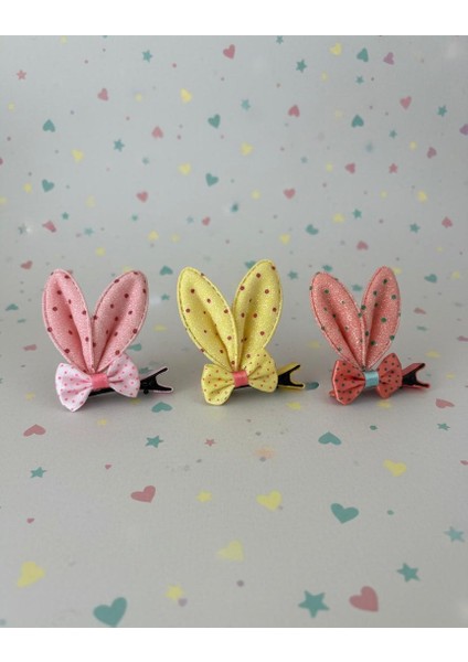 Puantiye Detaylı Tavşan Kulak Saç Tokası 2'li modelleri