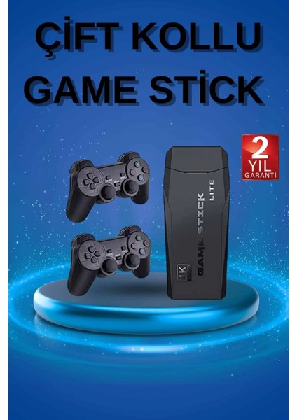 Retro Oyunlar 4K Game Stick 2.4g Kablosuz Çift Kol 3500 Oyun Atari