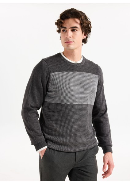 Bisiklet Yaka Standart Antrasit Melanj Erkek Kazak ACE049261524_ATG