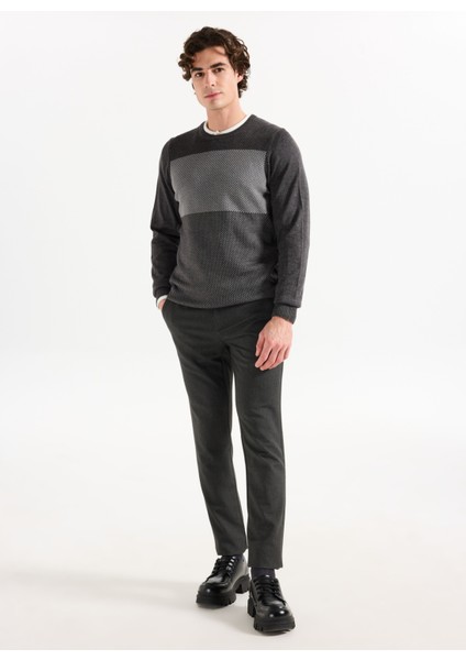 Bisiklet Yaka Standart Antrasit Melanj Erkek Kazak ACE049261524_ATG fiyatları