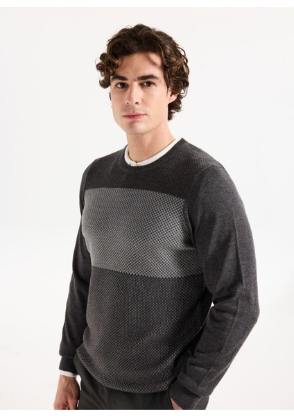 Bisiklet Yaka Standart Antrasit Melanj Erkek Kazak ACE049261524_ATG modelleri