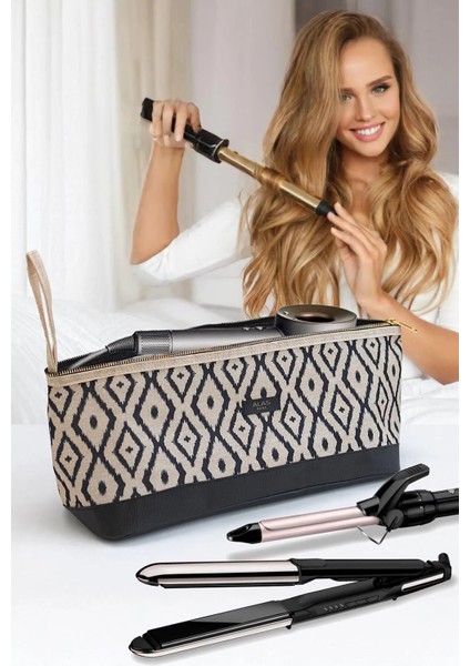 Saç Düzleştirici Maşa Çantası Makyaj Kozmetik Seyahat Büyük Makyaj Çantası 38X16X16 cm
