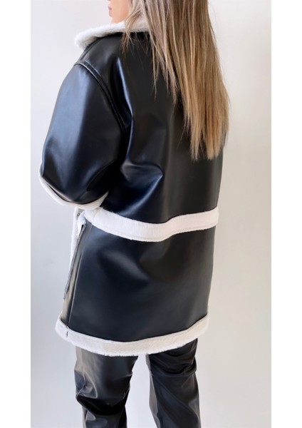 Içi Kürklü Deri Kaban Ekru