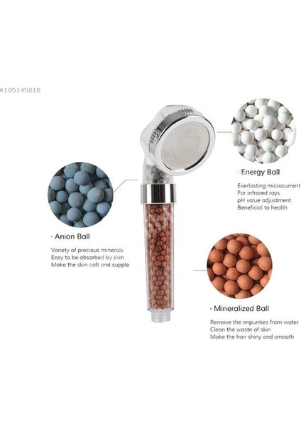 Tasarruflu Boncuklu Ledli Duş Başlık Seti Pil Veya Elektrik Gerekmez Kinetik Enerjili